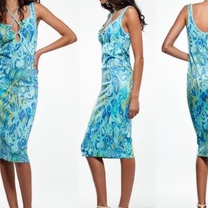 Zara Cut-Out Jacquard Dress